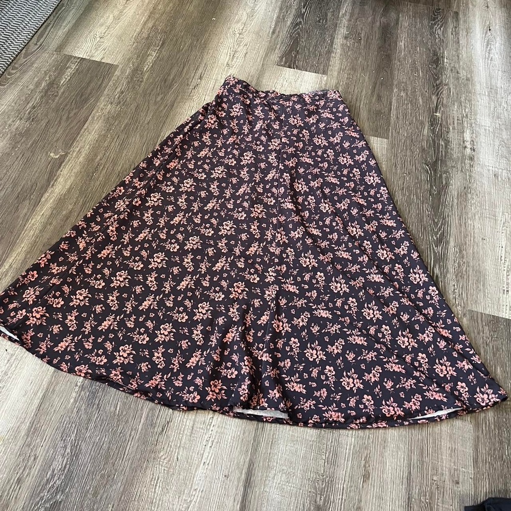 Black and Pink Floral Maxi Skirt